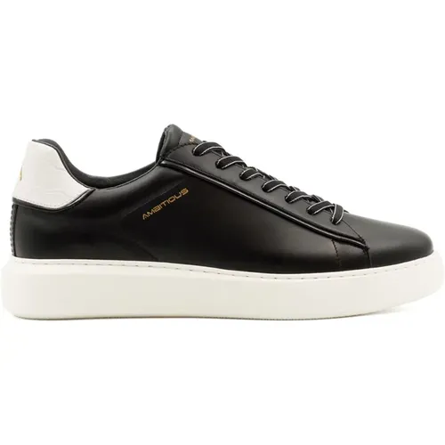 Leather Sneakers with White Heel Insert , male, Sizes: 11 UK, 6 UK, 10 UK, 8 UK - Ambitious - Modalova