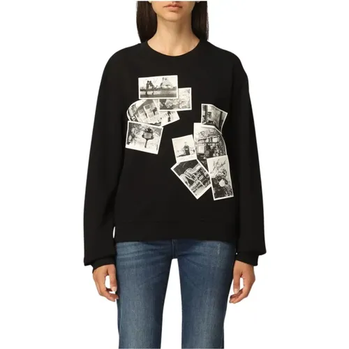 Schwarzer Logo-Sweatshirt Kleidung , Damen, Größe: L - Love Moschino - Modalova