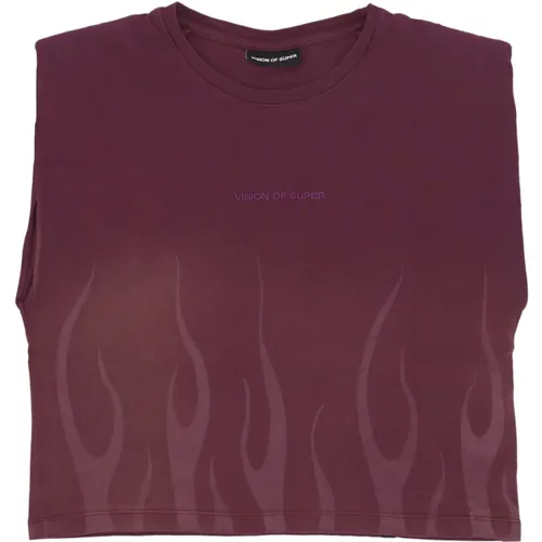 Flames Tee Grape Women's T-Shirt , female, Sizes: S, M - Vision OF Super - Modalova