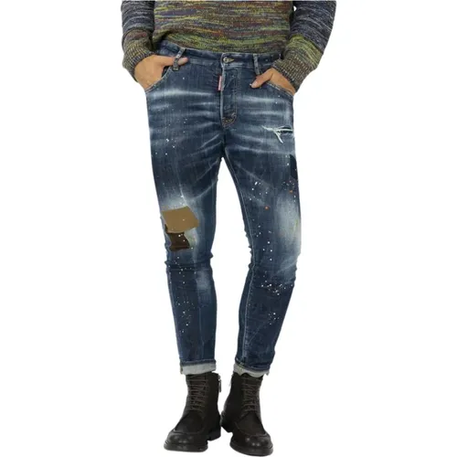 Slim-fit Skater Patch Cowboy Jeans , Herren, Größe: M - Dsquared2 - Modalova