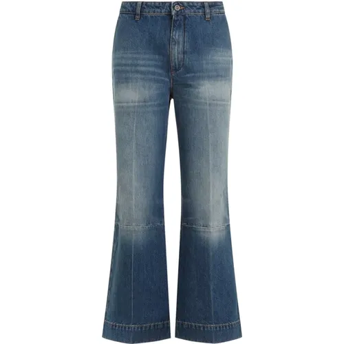 Indigo Kick Flared Cropped Jeans , female, Sizes: W28, W25 - Victoria Beckham - Modalova