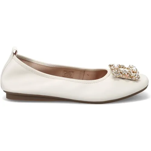 Elegant Leather Ballerina Shoes Cream , female, Sizes: 4 UK, 3 UK - Tosca Blu - Modalova