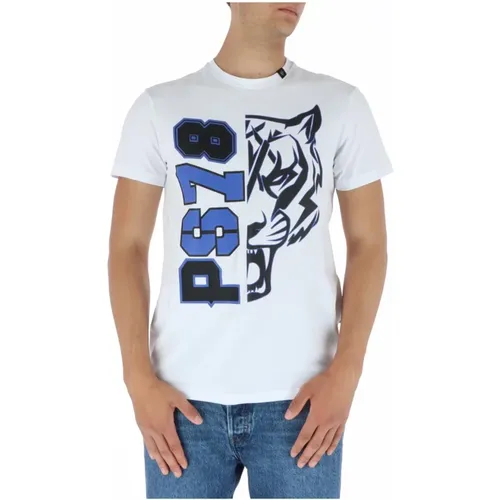 Weißes T-Shirt mit Print und Kurzen Ärmeln , Herren, Größe: L - Plein Sport - Modalova
