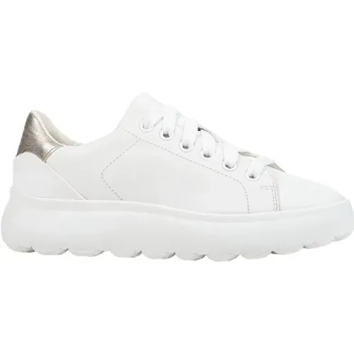 Weiße Lässige Ledersneakers für Frauen , Damen, Größe: 39 EU - Geox - Modalova