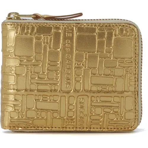 Goldene Leder geprägte Brieftasche - Comme des Garçons - Modalova