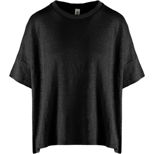 Loose Fit T-Shirt in Slub Linen , female, Sizes: XS, S, M - BomBoogie - Modalova