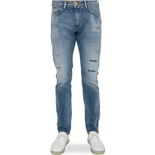 Blaue Slim-Fit Denim Jeans , Herren, Größe: W34 - Emporio Armani - Modalova
