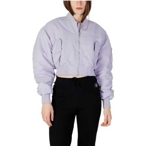 Lilac Zip-Up Jacket for Women , female, Sizes: L, M, XS, S - Calvin Klein Jeans - Modalova