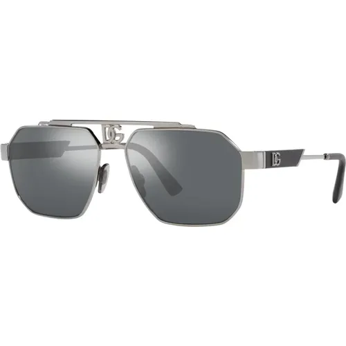 Silber/Silber Sonnenbrille DG 2294 , Herren, Größe: 59 MM - Dolce & Gabbana - Modalova