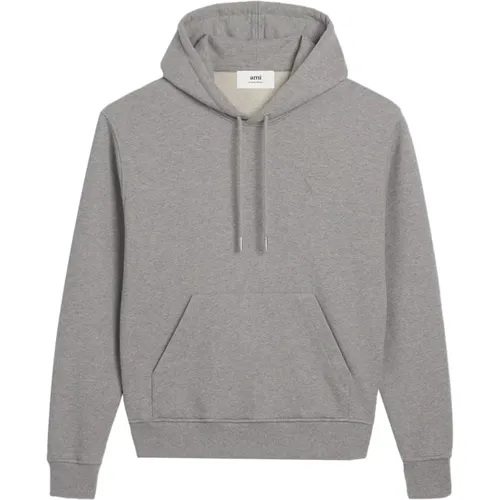 Casual Grauer Baumwoll-Sweatshirt , Damen, Größe: M - Ami Paris - Modalova