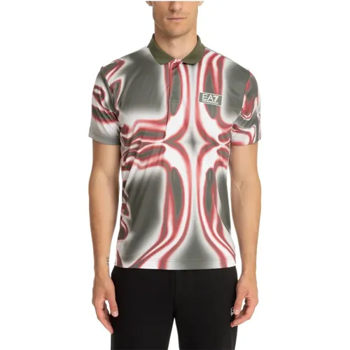 Abstract Multicolour Polo Shirt Logo Detail , male, Sizes: M - Emporio Armani EA7 - Modalova