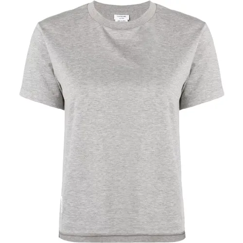 Grey Logo-Patch T-shirt and Polo , female, Sizes: 2XS - Thom Browne - Modalova