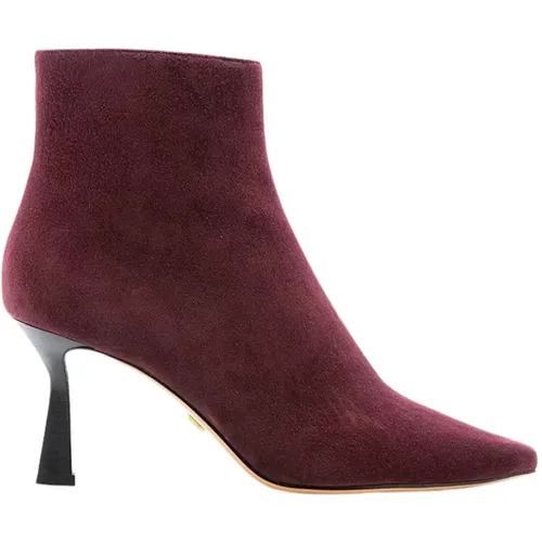 Bordeaux Wildleder Kitten Heel Stiefelette - Lola Cruz - Modalova