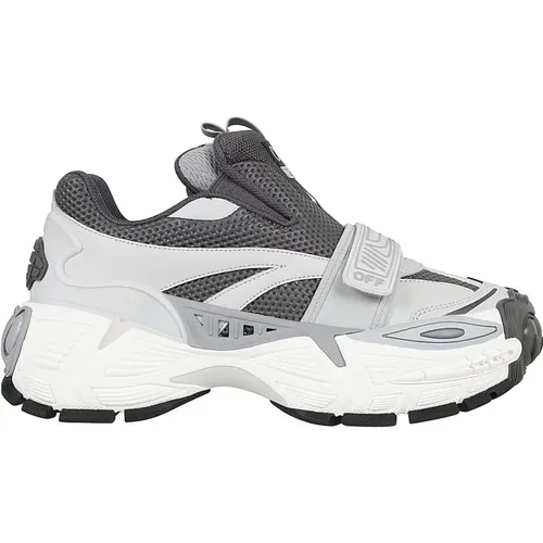 Grey Leather Panel Sneakers Chunky , male, Sizes: 7 UK, 8 UK, 10 UK, 11 UK, 6 UK - Off White - Modalova