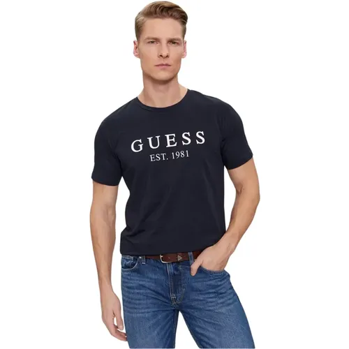 Logo Frontal T-Shirt - Stretch , Herren, Größe: XL - Guess - Modalova