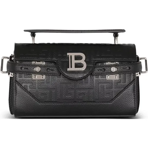 B-Buzz 19 Monogramm-Leinwand- und Ledertasche - Balmain - Modalova