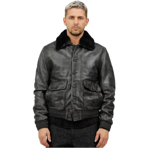 Kunstpelz Lederjacke , Herren, Größe: L - The Jack Leathers - Modalova