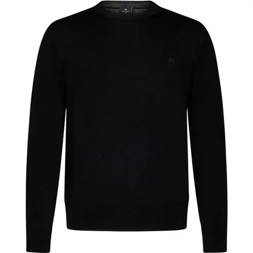 Schwarzer Wollpullover mit Logo-Stickerei , Herren, Größe: L - ETRO - Modalova