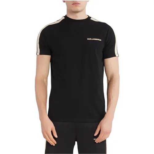 Schwarzes Baumwoll-T-Shirt Regular Fit - Karl Lagerfeld - Modalova