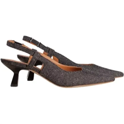 Denim Slingback Kitten Heel Pump , female, Sizes: 4 UK, 8 UK - Via Vai - Modalova