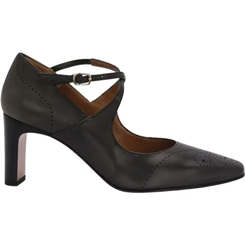 Grünes Kalbsleder Smithson Cross Straps Pumps Salon , Damen, Größe: 37 EU - Lottusse - Modalova