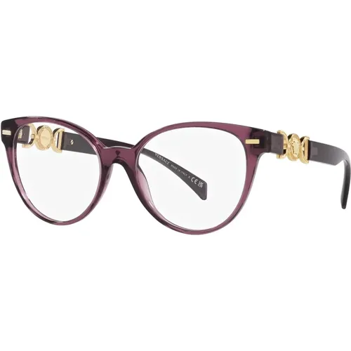 Transparent Violette Brillenfassung,Schwarze Brillengestelle - Versace - Modalova