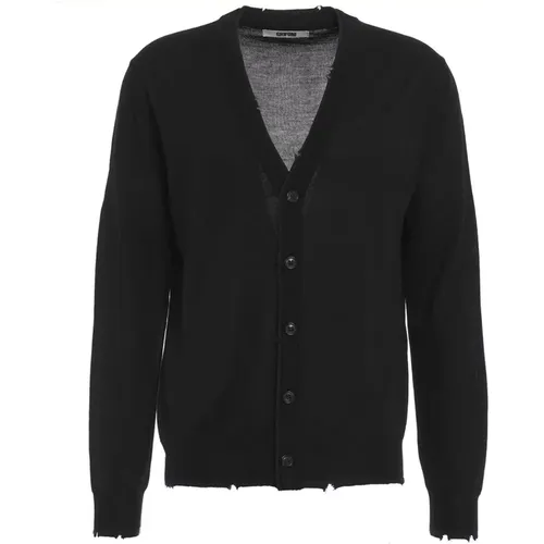 Virgin Wool Knit Cardigan with Destroyed Areas , male, Sizes: M, S - Mauro Grifoni - Modalova