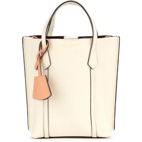 Mini Perry Ivory Leather Shopping Bag , female, Sizes: ONE SIZE - TORY BURCH - Modalova