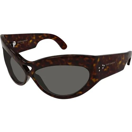 Havana/Graue Sonnenbrille SL 73,Braune Ss23 Damen Sonnenbrille - Saint Laurent - Modalova
