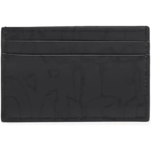 Textured Print Credit Card Holder , male, Sizes: ONE SIZE - alexander mcqueen - Modalova