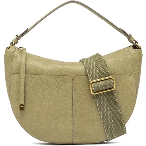 Crescent-shaped leather shoulder bag with pockets , female, Sizes: ONE SIZE - Gianni Chiarini - Modalova