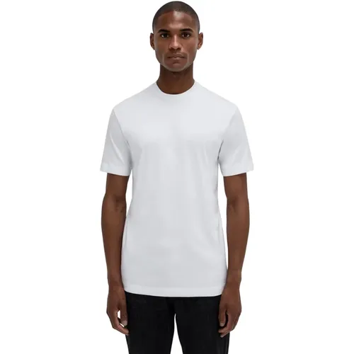 Glänzendes Weißes T-Shirt mit Rundhalsausschnitt , Herren, Größe: M - Valenza - Modalova