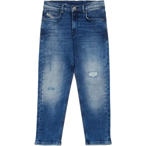 Blaue schmal zulaufende Jeans mit Rissen - D-Lucas - Diesel - Modalova