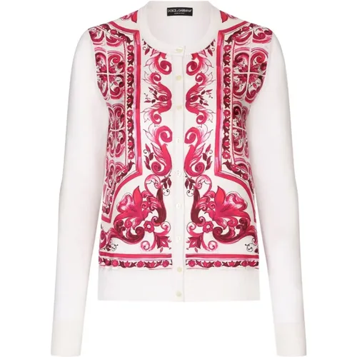 Majolica Print Silk Sweater , female, Sizes: M, S, L, XS - Dolce & Gabbana - Modalova