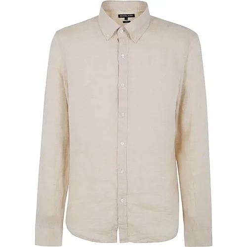 Khaki Linen T-Shirt , male, Sizes: L, S, M, XL - Michael Kors - Modalova