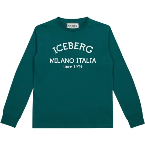 Kids -Aquamarine crewneck sweatshirt with logo - Iceberg - Modalova