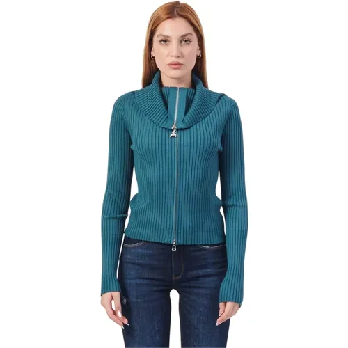 Grüner Rippstrickpullover mit Schalkragen , Damen, Größe: M - PATRIZIA PEPE - Modalova