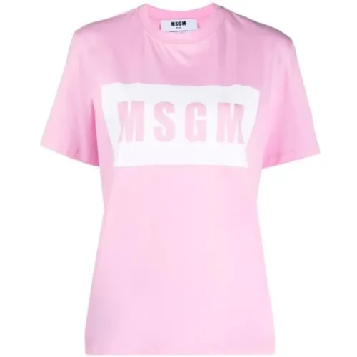 Logo Print T-Shirt , female, Sizes: M, S - Msgm - Modalova