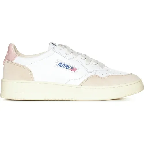 Leather Low Sneakers with Pink , female, Sizes: 4 UK - Autry - Modalova