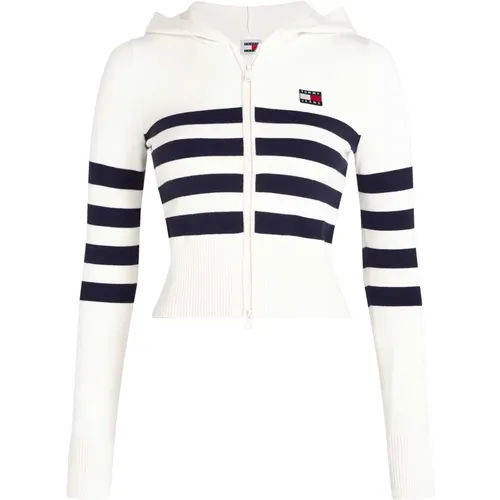 Gestreifter Reißverschluss Hoodie Pullover - Tommy Jeans - Modalova