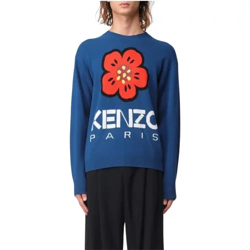 Medium Weight Merino Wool Sweater with Boke Flower Jacquard , male, Sizes: M - Kenzo - Modalova