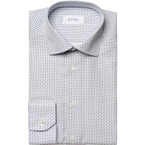 Slim Fit Micro Print Poplin Shirt , male, Sizes: L, M, XL, 2XL, 3XL, 4XL - Eton - Modalova