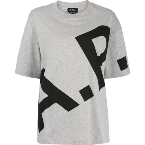 Logo Print Graue T-Shirts und Polos , Herren, Größe: M - A.p.c. - Modalova