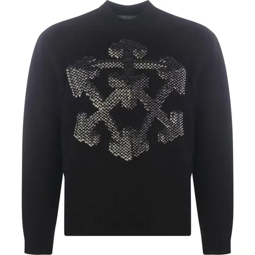 Schwarzer Pullover mit Logodetail - Off White - Modalova