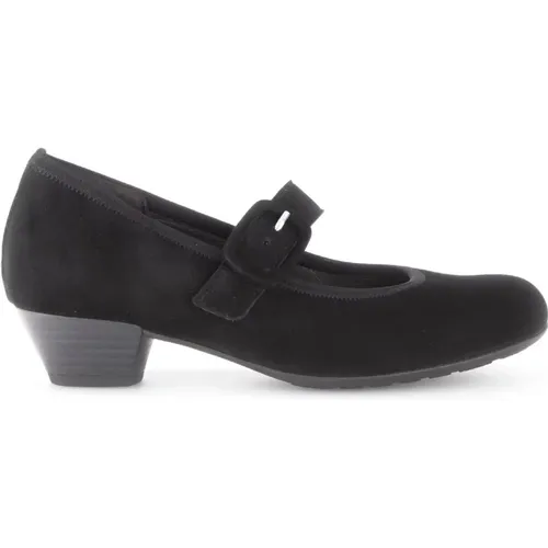 Schwarze Samt Klassische Trotteur Schuhe , Damen, Größe: 37 1/2 EU - Gabor - Modalova