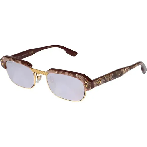 Goldene Logo Rechteckige Sonnenbrille für Frauen - Gucci - Modalova