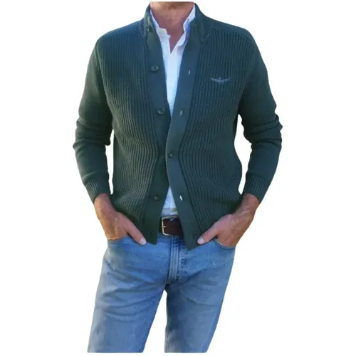 Cotton Knit Buttoned Cardigan , male, Sizes: XL, L - aeronautica militare - Modalova