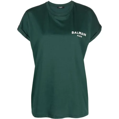 Flock detail t-shirt , female, Sizes: XS - Balmain - Modalova