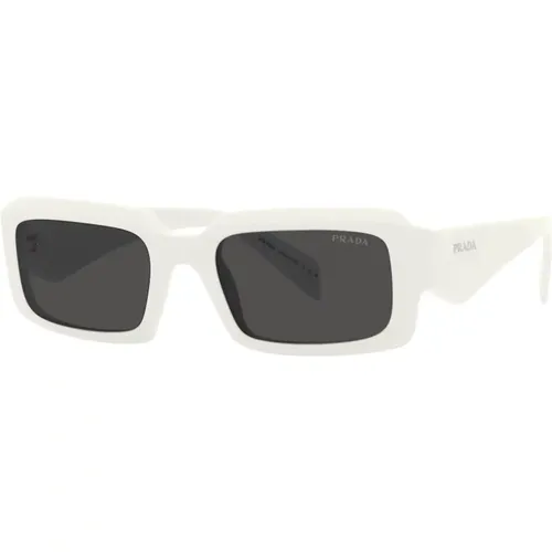 Weiße/Dunkelgraue Sonnenbrille , Herren, Größe: 54 MM - Prada - Modalova