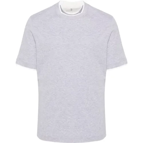 Men's Lightgray T-Shirts & Polos , male, Sizes: XL, M - BRUNELLO CUCINELLI - Modalova